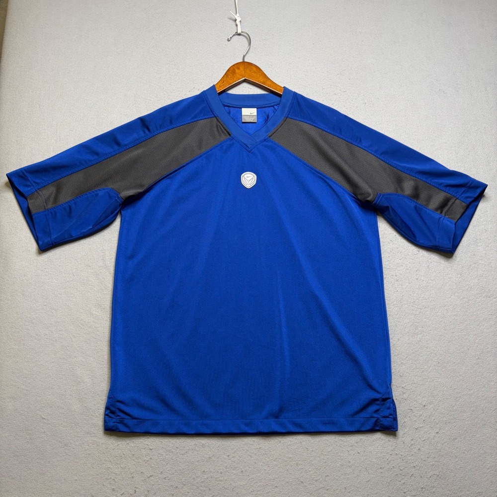 Nike Basketball Jersey Mens XL‎ Blue Grey V-Neck Mesh Y2K Athletic Shirt